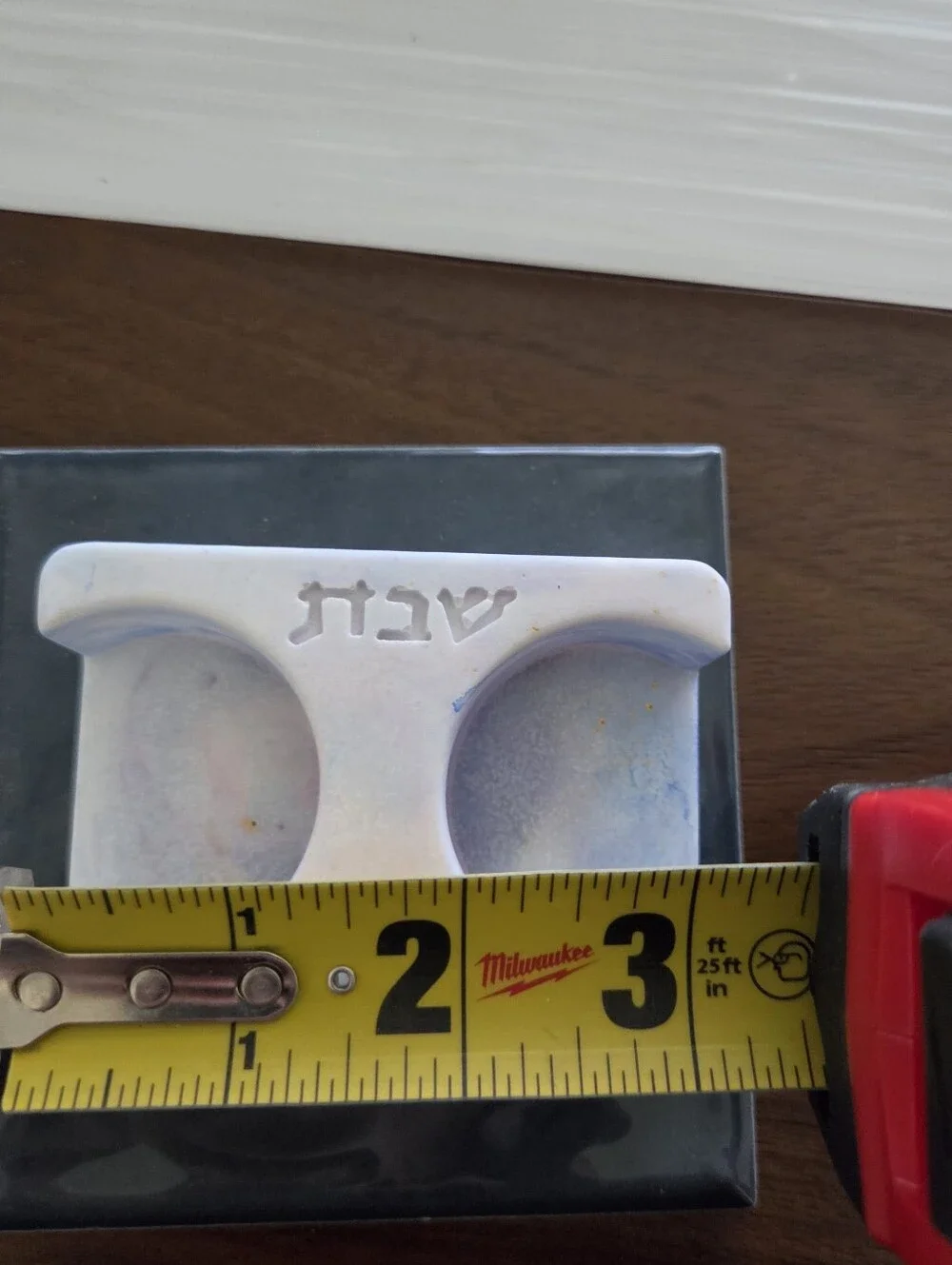 Handcrafted Eco Resin Marbeloux Shabbat Candle Holder. Pastel Watercolor